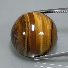 37,12 ctw natürlicher brauner Tiger's Eye, Rundschliff, Lichtundurchlässig