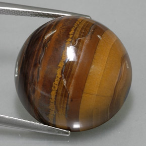 36,89 ctw natürlicher brauner Tiger's Eye, Rundschliff, Lichtundurchlässig