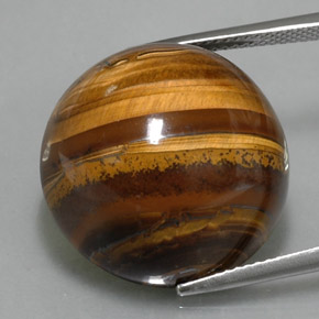 36,33 ctw natürlicher brauner Tiger's Eye, Rundschliff, Lichtundurchlässig