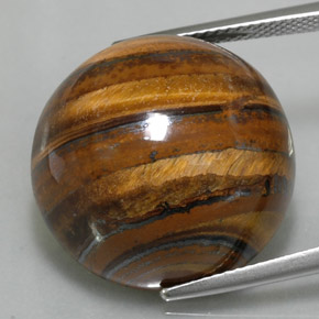 39,11 ctw natürlicher brauner Tiger's Eye, Rundschliff, Lichtundurchlässig