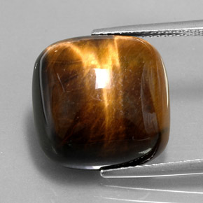 13,38 ctw natürlicher brauner Tiger's Eye, Kissenschliff, Lichtundurchlässig