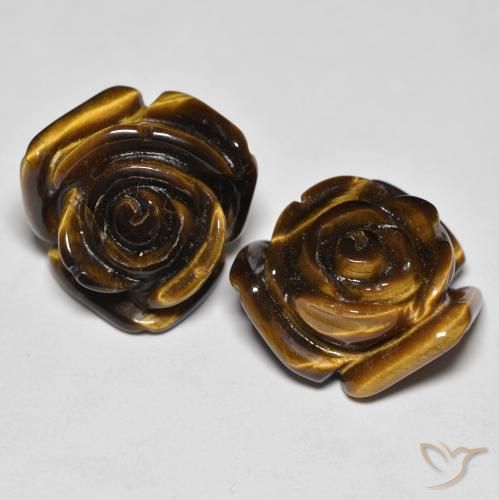 25.60ctw Natürlicher Warmes Braun Tigerauge, Blumen-Schliff, Lichtundurchlässig