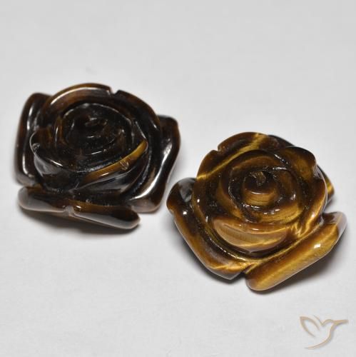 25,60 ct natürliche brauner Tiger's Eye-Edelsteine, Blumenschliff, Lichtundurchlässig
