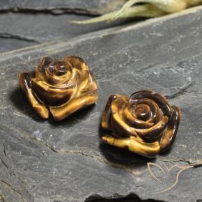 24.29 ct natürliche Mittel-Hellbraun Tigerauge-Edelsteine, Blumen-Schliff, Lichtundurchlässig