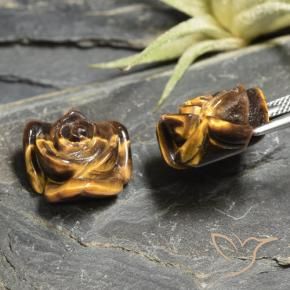 24.29 ct natürliche Mittel-Hellbraun Tigerauge-Edelsteine, Blumen-Schliff, Lichtundurchlässig