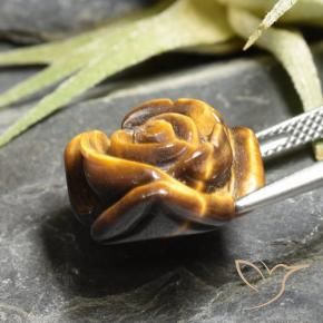 9,17 ctw natürlicher gold-braun Tigerauge, Blumen-Schliff, Lichtundurchlässig