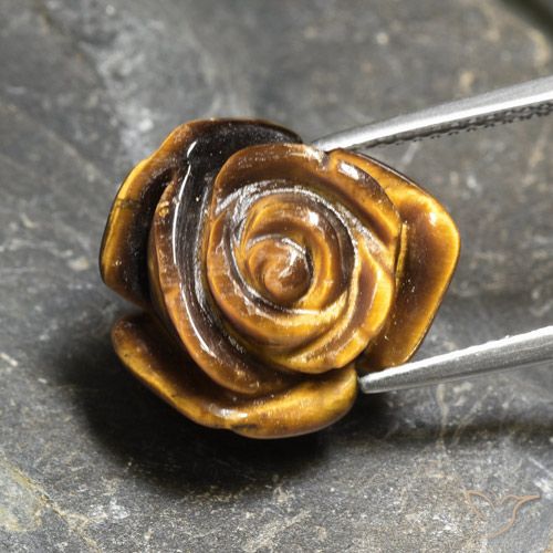 10,21 ctw natürlicher brauner Tiger's Eye, Blumenschliff, Lichtundurchlässig