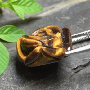 11,92 ctw natürlicher brauner Tiger's Eye, Blumenschliff, Lichtundurchlässig