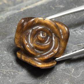 12,09 ctw natürlicher brauner Tiger's Eye, Blumenschliff, Lichtundurchlässig