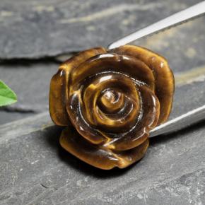10,88 ctw natürlicher brauner Tiger's Eye, Blumenschliff, Lichtundurchlässig
