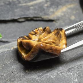 10,88 ctw natürlicher brauner Tiger's Eye, Blumenschliff, Lichtundurchlässig