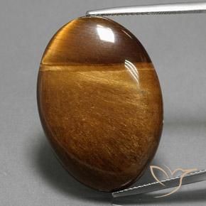 33.65ct Natürlicher Warmes Braun Tigerauge, Oval, Lichtundurchlässig