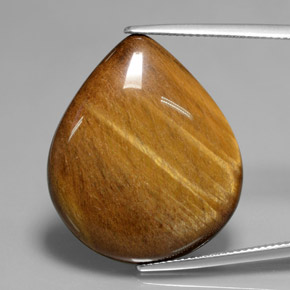 30,37 ctw natürlicher brauner Tiger's Eye, Birnenform, Lichtundurchlässig
