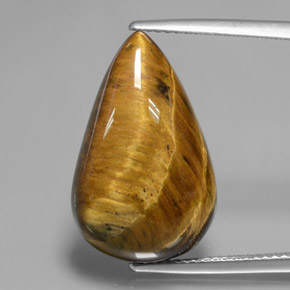 12,18 ctw natürlicher brauner Tiger's Eye, Birnenform, Lichtundurchlässig