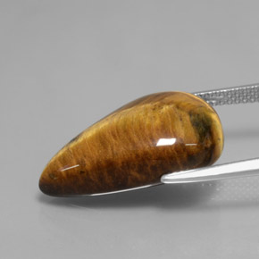 12,18 ctw natürlicher brauner Tiger's Eye, Birnenform, Lichtundurchlässig
