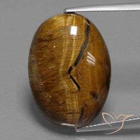 25.02ct Natürlicher Warmes Braun Tigerauge, Oval, Lichtundurchlässig