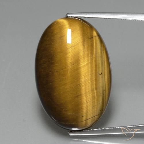 20.41ct Natürlicher gold-braun Tigerauge, Oval, Lichtundurchlässig