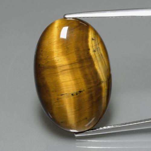 19,40 ctw natürlicher brauner Tiger's Eye, Oval Schliff, Lichtundurchlässig