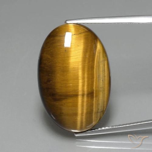 19.63ct Natürlicher gold-braun Tigerauge, Oval, Lichtundurchlässig, Photo A