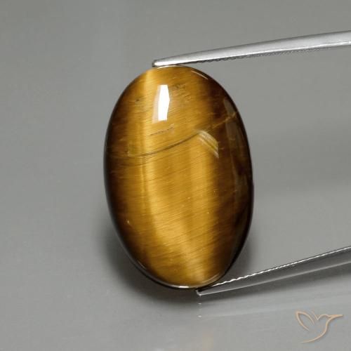 19.68ct Natürlicher Mittel braun Tigerauge, Oval, Lichtundurchlässig