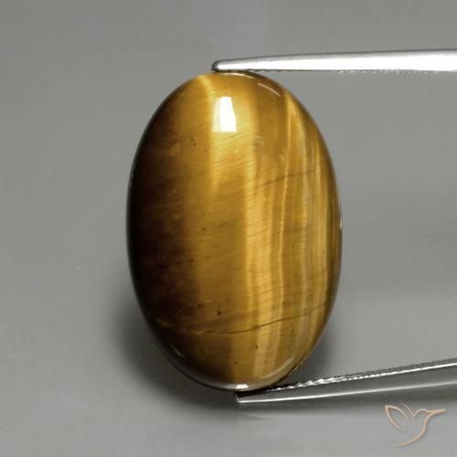 19.66ct Natürlicher gold-braun Tigerauge, Oval, Lichtundurchlässig