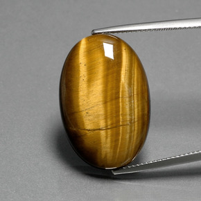 19,87 ctw natürlicher brauner Tiger's Eye, Oval Schliff, Lichtundurchlässig