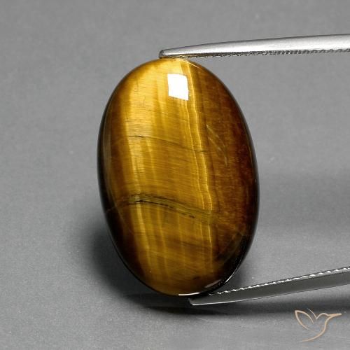 21.02ct Natürlicher Mittel braun Tigerauge, Oval, Lichtundurchlässig