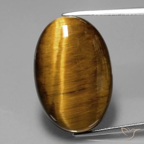 20.28ct Natürlicher Warmes Braun Tigerauge, Oval, Lichtundurchlässig