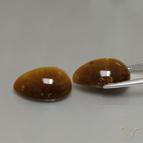 22.63 ct natürliche gold-braun Tigerauge-Edelsteine, Birnenform, Lichtundurchlässig