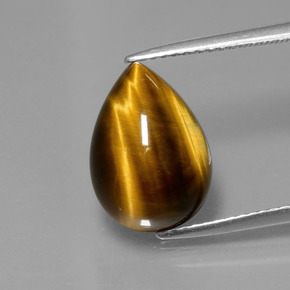 5,05 ctw natürlicher brauner Tiger's Eye, Birnenform, Lichtundurchlässig