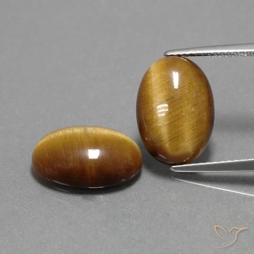 9.08ctw Natürlicher Mittel-Hellbraun Tigerauge, Oval, Lichtundurchlässig