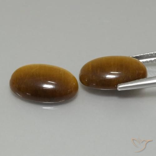 9.16 ct natürliche Warmes Braun Tigerauge-Edelsteine, Oval, Lichtundurchlässig