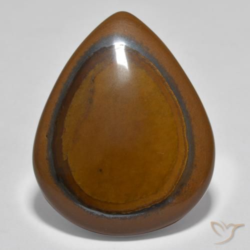 34.80ct Natürlicher Zedernbraun Tigerauge, Birnenform, Lichtundurchlässig