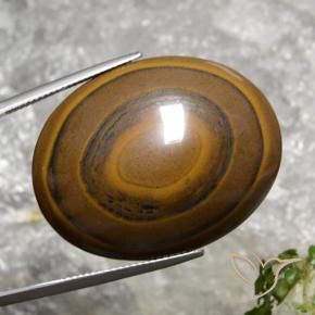 89,36 ctw natürlicher brauner Tiger's Eye, Oval Schliff, Lichtundurchlässig