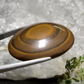 89,36 ctw natürlicher brauner Tiger's Eye, Oval Schliff, Lichtundurchlässig