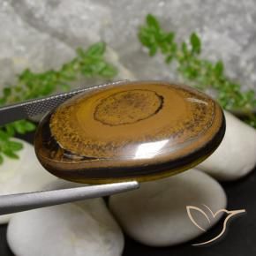 9,17 ctw natürlicher gelblich-braun Tigerauge, Oval, Lichtundurchlässig