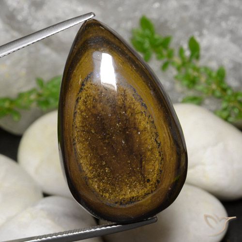 59.01ct Natürlicher Rotbraun Tigerauge, Birnenform, Lichtundurchlässig