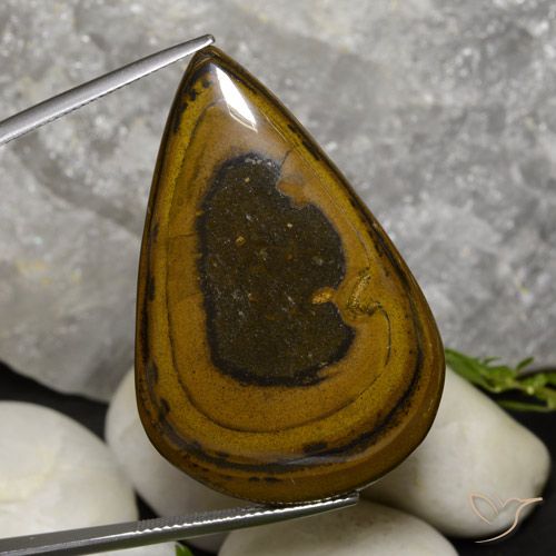 52.90ct Natürlicher Mittel-Dunkelbraun Tigerauge, Birnenform, Lichtundurchlässig