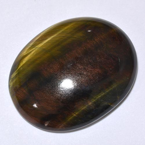24,66 ctw natürlicher mehrfarbiger Tiger's Eye, Oval Schliff, Lichtundurchlässig