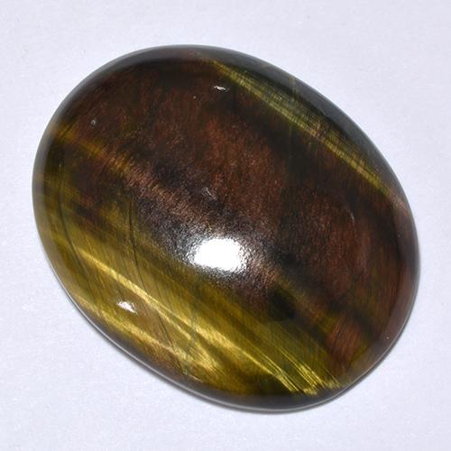 24,66 ctw natürlicher mehrfarbiger Tiger's Eye, Oval Schliff, Lichtundurchlässig