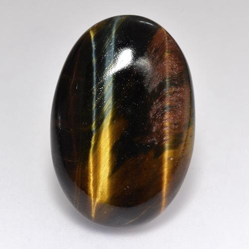 18,46 ctw natürlicher mehrfarbiger Tiger's Eye, Oval Schliff, Lichtundurchlässig