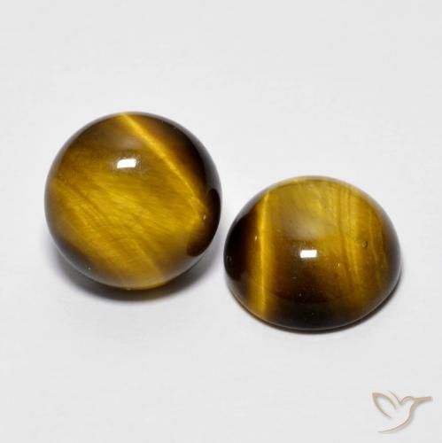 7.78 ct natürliche gold-braun Tigerauge-Edelsteine, Runden, Lichtundurchlässig