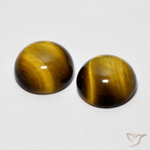 7.78 ct natürliche gold-braun Tigerauge-Edelsteine, Runden, Lichtundurchlässig