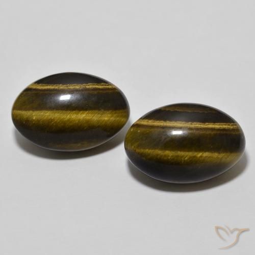 7.68ctw Natürlicher Warmes Braun Tigerauge, Oval, Lichtundurchlässig