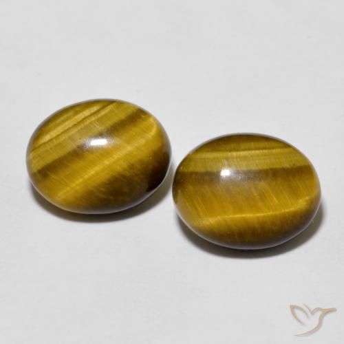 5.71ctw Natürlicher gelblich-braun Tigerauge, Oval, Lichtundurchlässig
