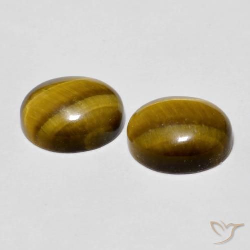 5.71 ct natürliche gelblich-braun Tigerauge-Edelsteine, Oval, Lichtundurchlässig