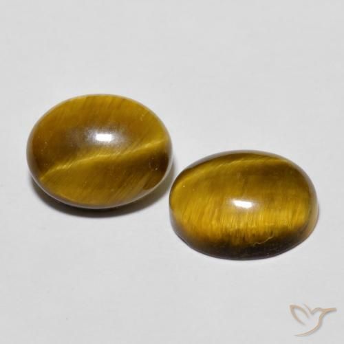 5.85 ct natürliche gelblich-braun Tigerauge-Edelsteine, Oval, Lichtundurchlässig