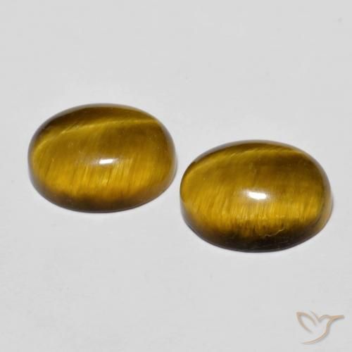 5.85 ct natürliche gelblich-braun Tigerauge-Edelsteine, Oval, Lichtundurchlässig
