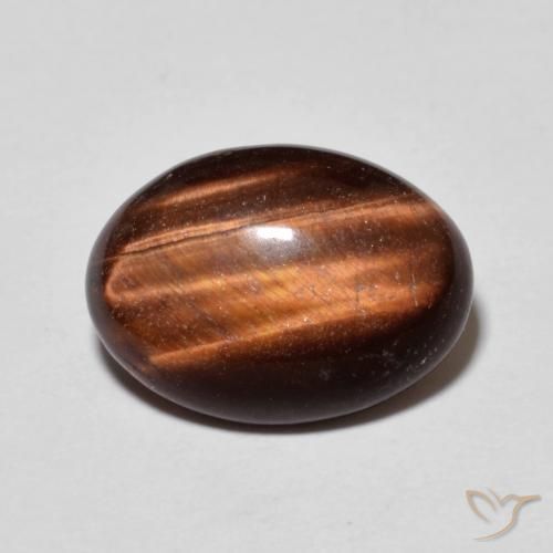 5.15ct Natürlicher rötlich-braun Tigerauge, Oval, Lichtundurchlässig