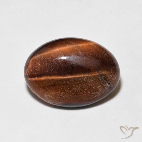 5.19ct Natürlicher Medium Dark-Brown Tigerauge, Oval, Lichtundurchlässig